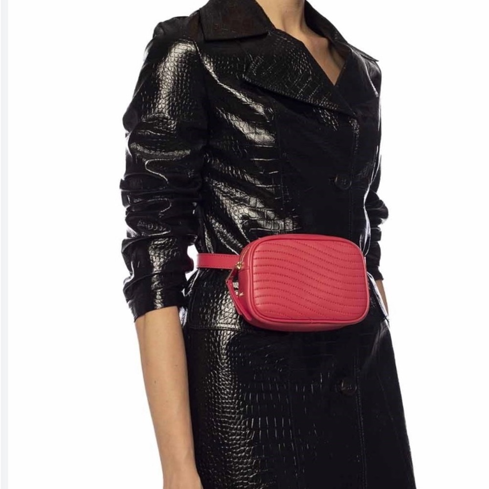 NWOT red Furla belt bag in soft leather.